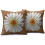Μαξιλαροθήκες Spring Daisy 20x20, Σετ 2 τεμαχίων, Λουλουδάτες καφέ λινές θήκες μαξιλαριών 2