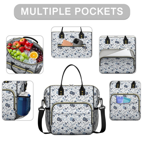 Isolierte Lunchtasche mit Blumenmuster für Damen 1