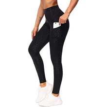 Leggings da yoga a vita alta con tasche, in nylon, da donna