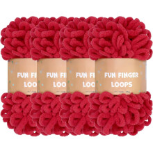 Lot de 4 pelotes de fil à boucles épaisses (7,6 m/pelote, 99 g), chenille douce pour tricot et crochet aux doigts, gris tie-dye, loisirs créatifs