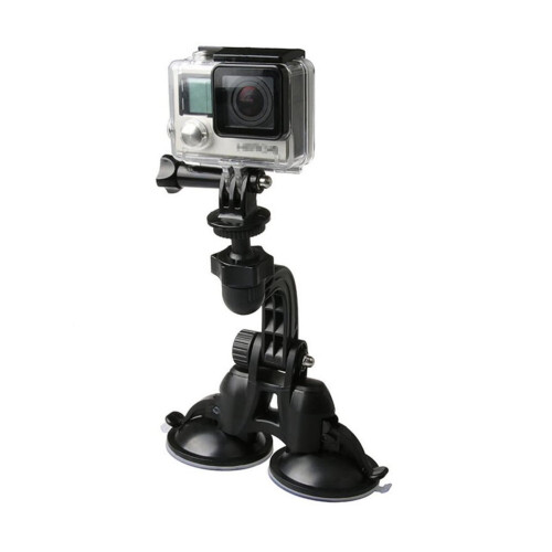 Driving Recorder Bracket with Double Suction Cups 1Pack 6.7*3.9*2.6in Black ABS