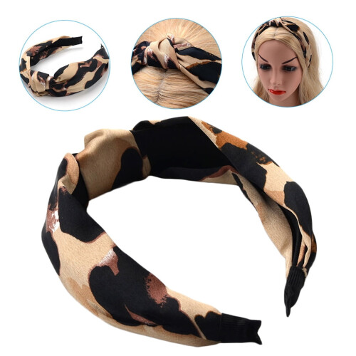 Fascia per capelli alla moda con motivo leopardato, comoda e antiscivolo. 2