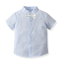 Toddler Boys 2-Piece Formal Suit Set – Light Blue Floral Shirt & Strap Shorts, Summer School Uniform, Photography Outfit, Compatible with Standard