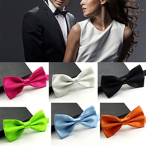 Men Solid Color Bowtie Necktie Tuxedo Wedding Party Adjustable 1