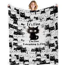 Couverture en flanelle à motif chat 50 x 40 pouces