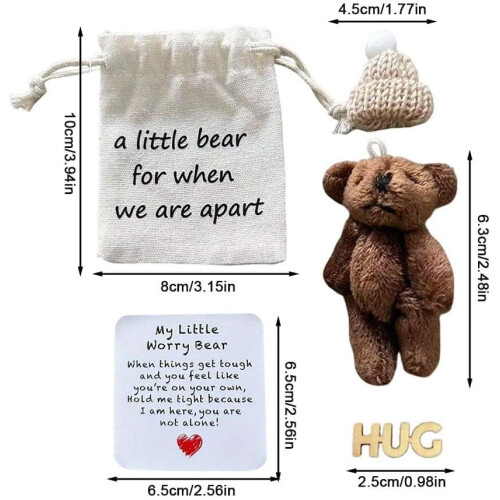 Mini Worry Bear with Hat Pink Pocket-Sized Positive Bear 1pc 2