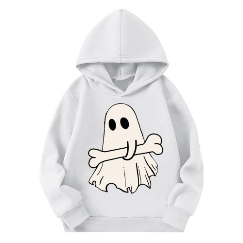 Moletom infantil com capuz e estampa de Halloween.