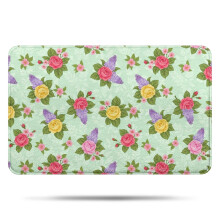 Tapis de bain en microfibre à motif floral, 43 x 69 cm, antidérapant