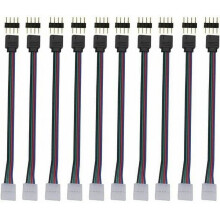 10pcs 3528/5050, 4-Pin Male/Female, 6.4" Adapters for TV Backlight, Cabinet Lighting, Compatible with RGB Strips RGB LED Strip Connector Kit