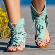 Women's Retro Flat Sandals Beach Dressy Flip Flops Women Retro Flip Flops Bohemian Tassel Sandals Roman Beach Boots Sandals
