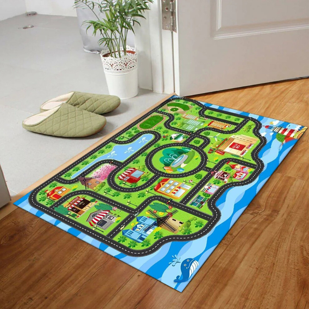 FAMTKT Play Mat Carpet Playmat Rug 15.7x23.6" Floor Mat Children Carpet Parking Lot Climbing Mat Game Road Mat Childhood Kindergarten Play Mat Carpet