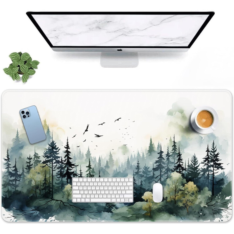 Ink Mountain Forest Gaming Mouse Pad, 31.5X15.7 In, Non-Slip Desk Mat For Keyboard & Mouse Â Compatible With All Mice Green 9557311735530