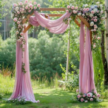 Set de draperii transparente pentru nuntă cu arc – Alb și șampanie, 228 in
