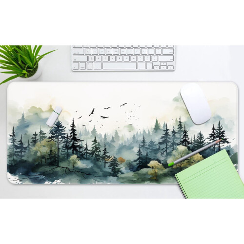 Mouse Pad Gaming Green Melanine Mountain Forest 31,5x15,7 ίντσες 1