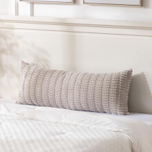 Housse de coussin lombaire en velours côtelé taupe 14 x 36 pouces