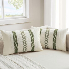Housses de coussin en macramé vert sauge, 45 x 45 cm, lot de 2