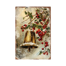 Metalowa sztuka ścienna w stylu vintage, świąteczna, 20x30 cm