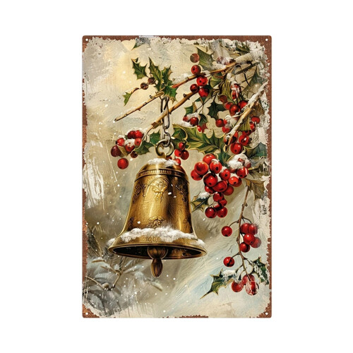 Vintage kerstdecoratie van metaal, 20x30 cm