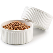 Liukumattomat keraamiset koirankupit, 15 cm, 940 g, silikonipohja, painotettu ja läppää kestävä, keskikokoisille koirille (2 kpl, valkoinen)
