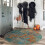 Abstract round rug washable 4 feet 3
