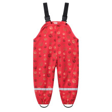 Pantalones impermeables para niños y niñas pequeños, mono softshell, pelele cortavientos sin mangas con bolsillos – Rojo