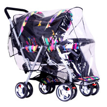 Twin stroller rain cover, double front and rear seat baby stroller windproof cover-