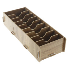 Porta biglietti da visita in legno con 9 divisori, per ufficio o scrivania, universale, 28,5 cm - Legno di ciliegio