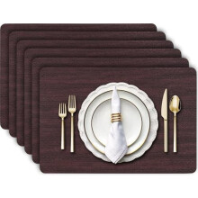 Ensemble de sets de table et chemin de table en vinyle – 7 pièces, 30 x 45 cm +