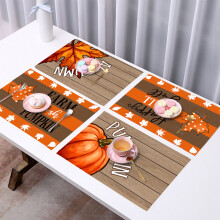 Herfst placemats met oranje pompoendesign (4 stuks)