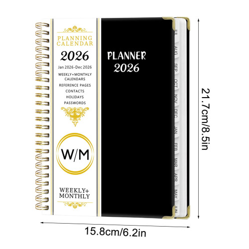 Carnet de planification A5 2026, reliure spirale en anglais 1