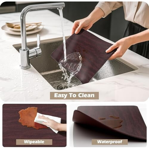 Ensemble de sets de table et chemin de table en vinyle – 7 pièces, 30 x 45 cm + 2