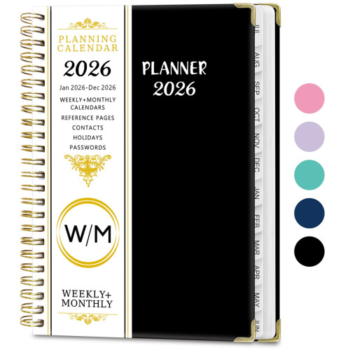 Carnet de planification A5 2026, reliure spirale en anglais 2
