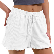 Pantaloncini da donna estate 2025, casual, con elastico in vita, vestibilità ampia, tinta unita, in offerta.