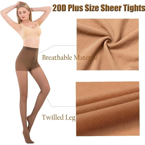 Διαφανές καλσόν Plus Size - 2Pack20D εξαιρετικά ανθεκτικό καλσόν Queen Size, ίσιο καλσόν στον 2