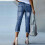 Rette benbukser til dame Capri Jeans Stretchy Denim Blå 6