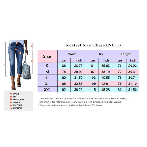 Rette benbukser til dame Capri Jeans Stretchy Denim Blå 2