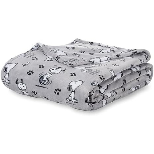Peanuts Snoopy Plüschdecke aus Samt, Loft, grau, Doppelbett/Queen