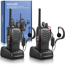 Kit com 2 rádios comunicadores de longo alcance para adultos, 16 canais, VOX, luz LED, baterias recarregáveis e carregadores.