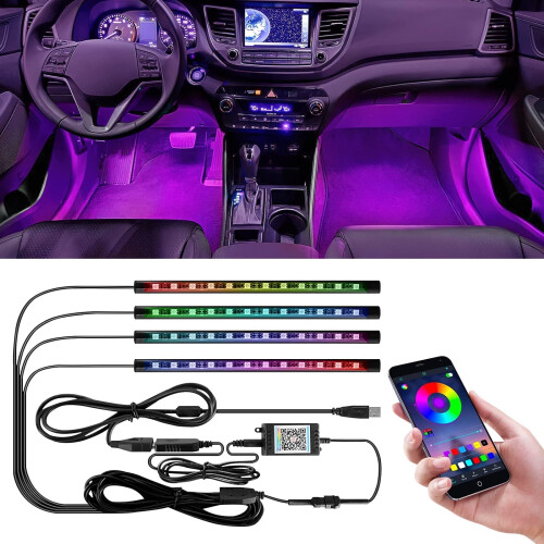 Kit di luci interne a LED multicolore per autovetture, 2 pezzi
