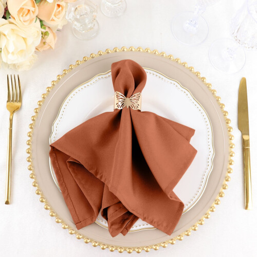 20 Pieces 17" Terracotta Polyester Luncheon Napkins Wedding