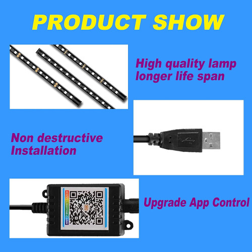 Kit di luci interne a LED multicolore per autovetture, 2 pezzi 2