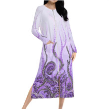 Robe pyjama fleurie pour femme, manches longues, coupe ample, fermeture éclair sur le devant, polaire double face, tailles S à 2XL, idéale pour