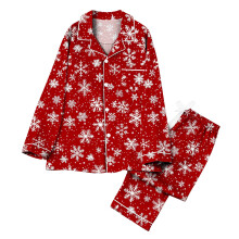 Women's Christmas Pajama Set Long Sleeve Lapel Tops and Pants Matching Loungewear Nightwear Sleepwear Comfortable Soft Set Holiday Gift Idea
