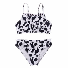 Bikini set met koeienprint en bloemenmotief, nylon, (meisjes)