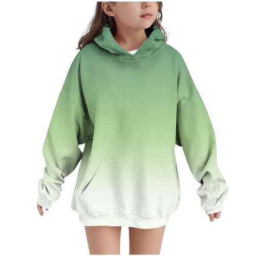 Oversized Gradient Hættetrøje til Teenagepiger Armygrøn