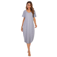Camicia da notte lunga da donna con tasche, scollo a V, maniche corte, morbida e ampia – dalla S alla 3XL