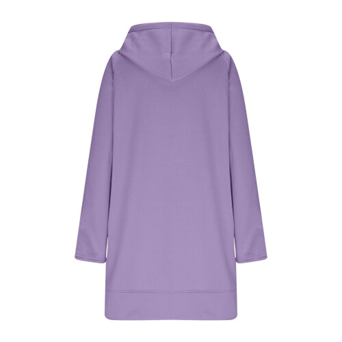 Women's solid color hooded fleece sweatshirt long sleeve 1
