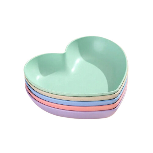 5-delte hjerteformede snacktallerkener, pastel PP-plast 1