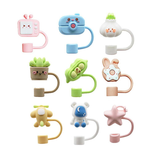 Cute Animal Silicone Straw Head Covers, Cartoon Dust Caps for6-8mm Straw Tips