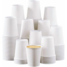 Gobelets en papier jetables de 35 cl (12 oz) – Blancs, paquet de 270